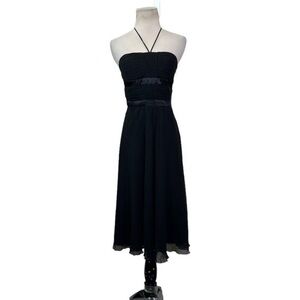 Max & Cleo Elegant Black Silk Strapless Midi Dress - Size 8